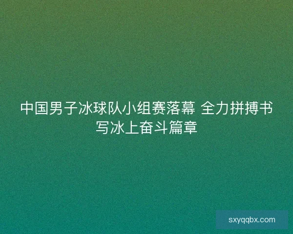 中国男子冰球队小组赛落幕 全力拼搏书写冰上奋斗篇章 中国男子冰球队小组赛落幕 全力拼搏书写冰上奋斗篇章