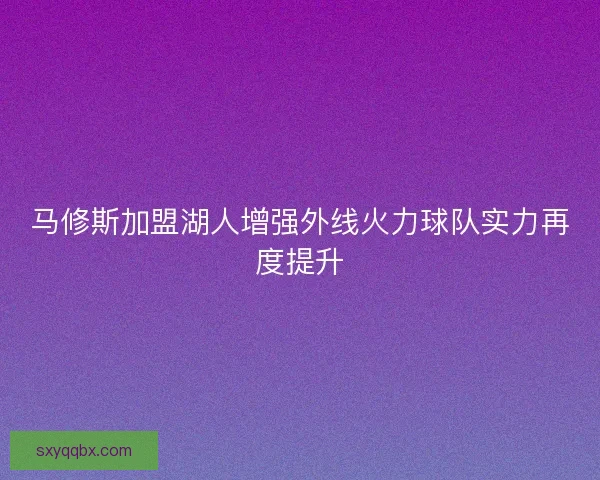 马修斯加盟湖人增强外线火力球队实力再度提升