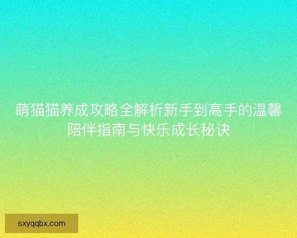 萌猫猫养成攻略全解析新手到高手的温馨陪伴指南与快乐成长秘诀
