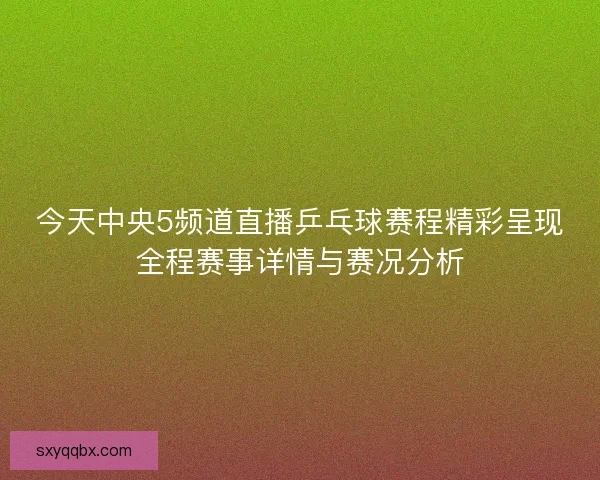 今天中央5频道直播乒乓球赛程精彩呈现全程赛事详情与赛况分析